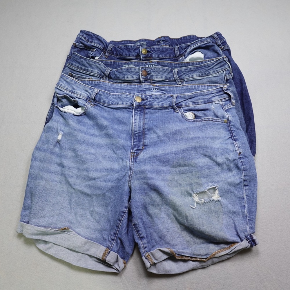 a.n.a Jean Shorts Women 22W Blue Mid Rise Cuffed Stretch Lot 3